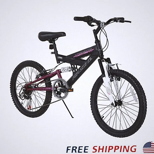20 Inch Girls Mountain Bike Dual Suspension Steel Frame 6 Speed For Age 7-12