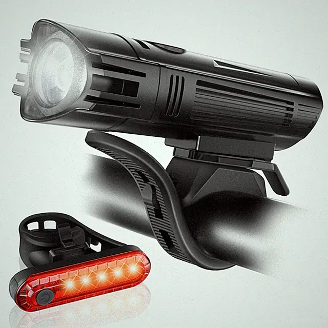 Ascher Ultra Bright USB Rechargeable Bike Light Set, Powerful Bicycle Front H...