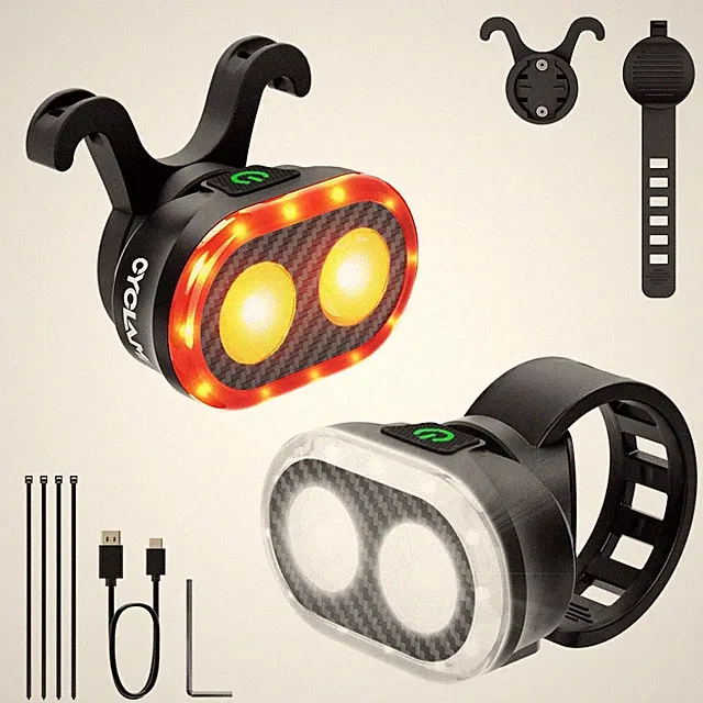 Bike Lights Front and Rear, Smart Headlight and Tail Light, 11+20 Modes Brake...