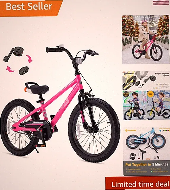 EZ Kids Bike 12 14 16 18 20 Inch Balance Pedal 2-in-1 Training Bicycle Boys G...