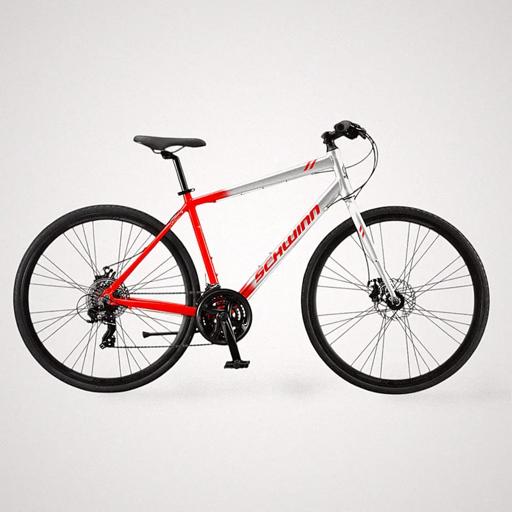Schwinn 700C / 28" Circuit Men's Hybrid Bicycle, 21 Speed, Silver/Red (In Box)