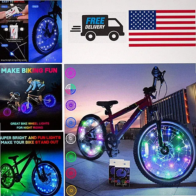 Ultra Bright Bicycle Spoke Lights 2 Pack Waterproof Tire Lights for Kids Adults