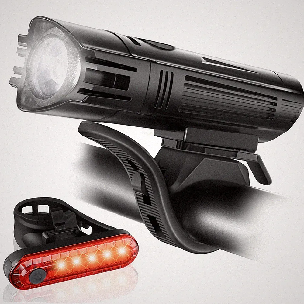 Ultra Bright USB Rechargeable Bike Light Set, Powerful Bicycle Front Headligh...